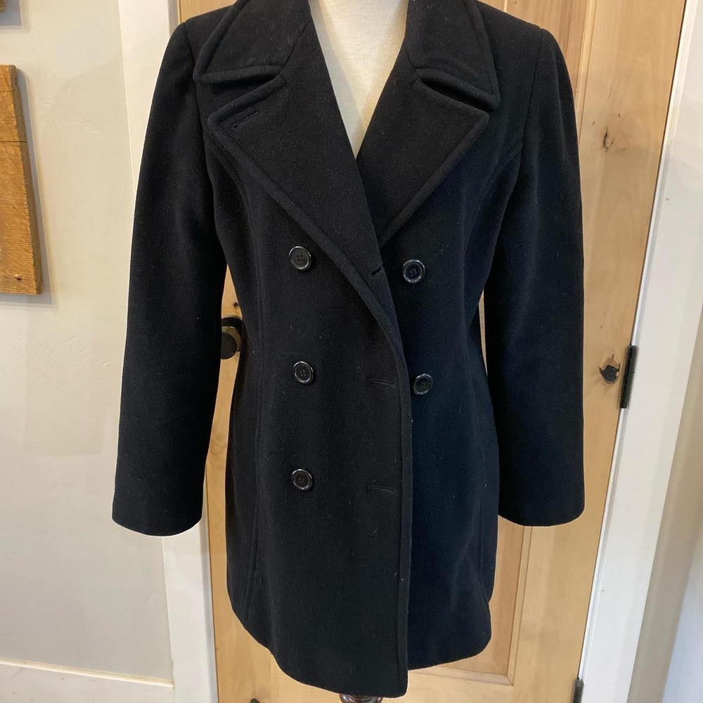 VTG 90s Mark Richard's Wool Cashmere Taylored Black Peacoat Minimalist Goth M